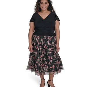 Jessica Howard Black and Pink Floral Midi Dress
NWT
